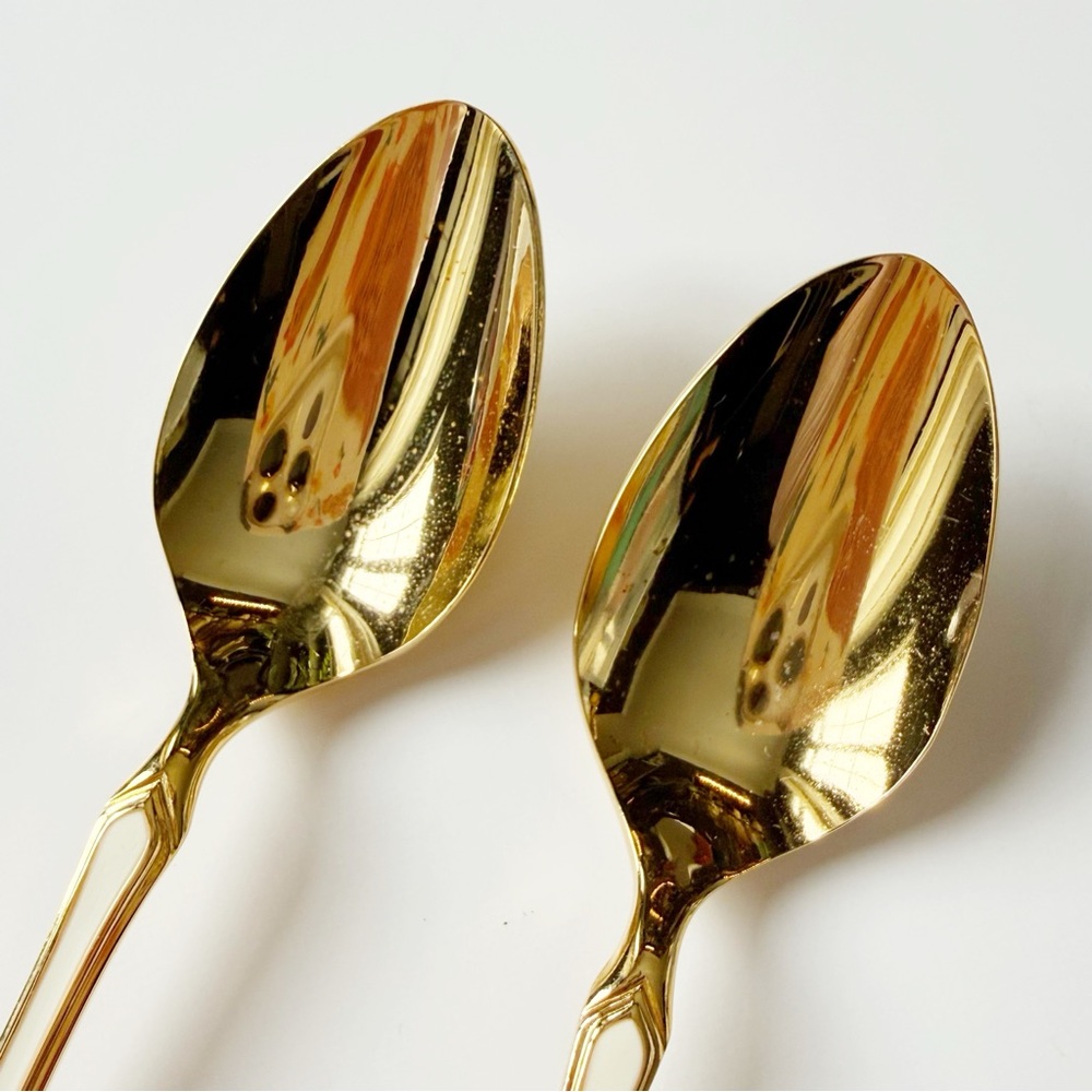 VTG Wirths Bestecke Kaskade Gold Plated Pastry Tea Coffee Teaspoons Holidays - Picture 6 of 7